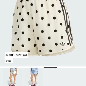 adidas Cream with Black Polka Dots Satin Sprinter Shorts XL